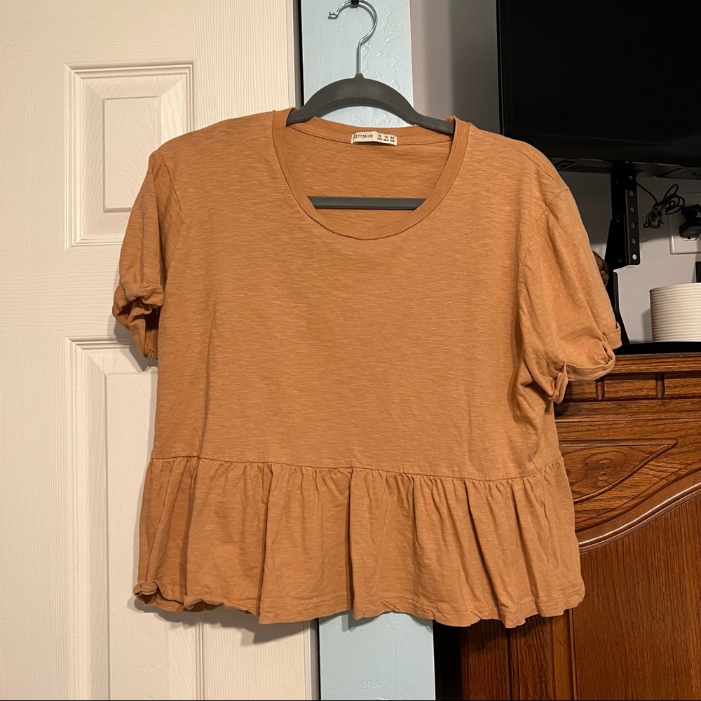 Cropped Peplum Baby Doll Blouse